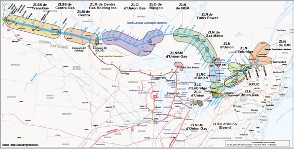 Figure A2.10 Carte du réseau principal de TransCanada