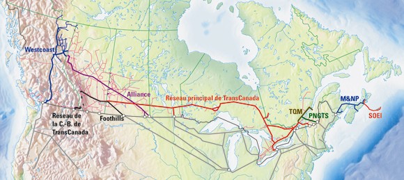 Figure&nbsp;1.2 - Grands gazoducs r&eacute;glement&eacute;s par l’ON&Eacute;