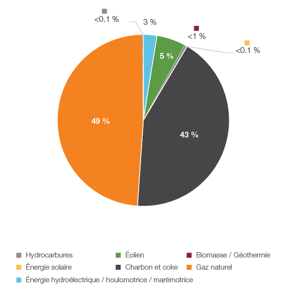 Figure 9 : Production d’électricité selon le type de combustible en 2018