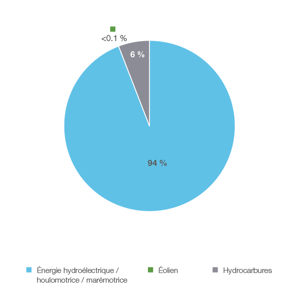 Figure 27 : Production d’électricité selon le type de combustible en 2018
