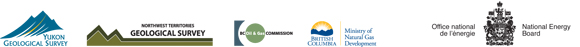 Enbl&ecirc;mes&nbsp;: Yukon Geological Survey, Northwest Territories Geological Survey, BC Oil & Gas Commission, British Columbia Ministry of Natural Gas Development et Office national de l'énergie