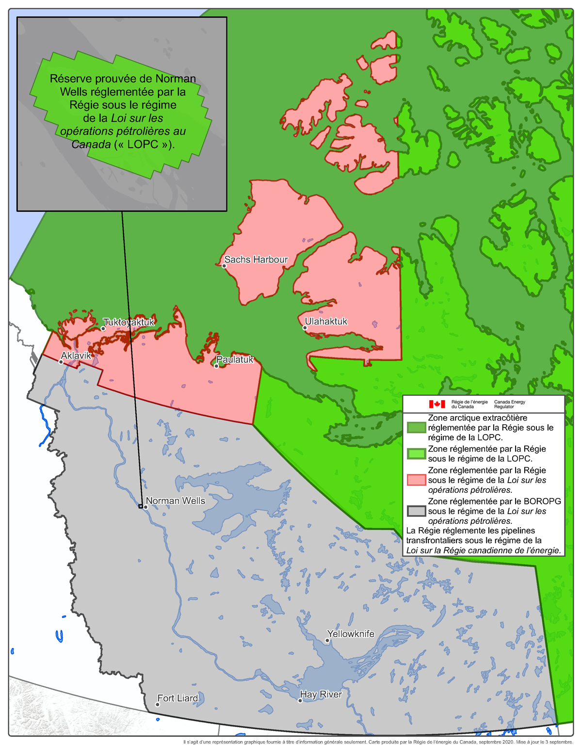 Carte &ndash; Réserve prouvée de la région de Norman Wells réglementée par la Régie en vertu de la Loi sur les opérations pétrolières («&nbsp;LOPC&nbsp;»)