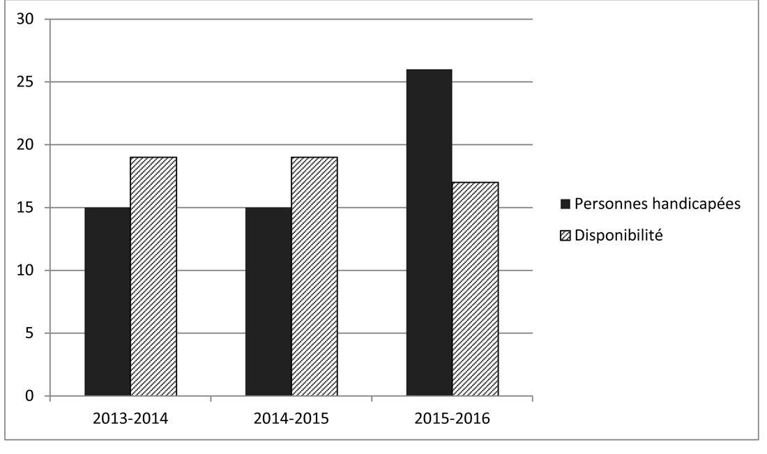 Graphique&nbsp;4 Représentation des personnes handicapées de 2013 à 2016