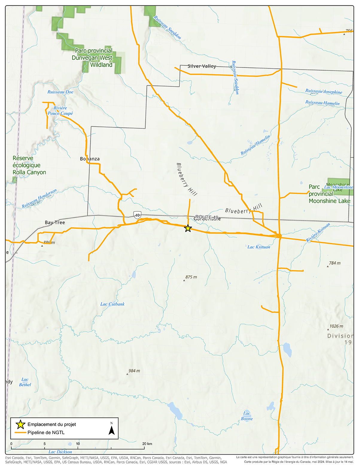 Carte &ndash; NOVA Gas Transmission Ltd. &ndash; Station de comptage au point de réception Blueberry Hill South